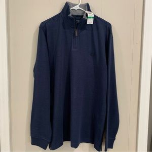 Chaps Mens Mock Neck Quarter Zip Up Fitted Shirt Sz L